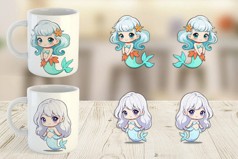 Mug Wrap Cute Little Mermaid Sublimation artnoy 