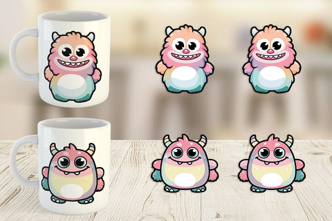 Mug Wrap Cute Monster Sublimation artnoy 