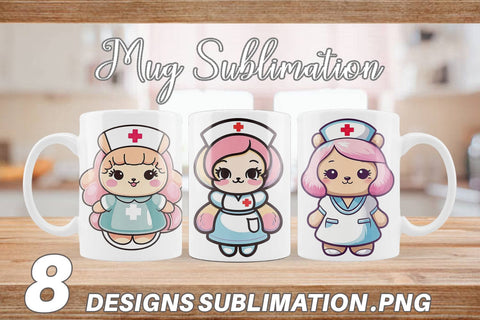 Mug Wrap Cute Nurse Sublimation artnoy 