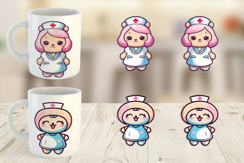 Mug Wrap Cute Nurse Sublimation artnoy 