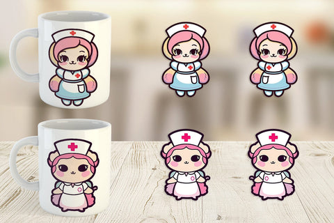Mug Wrap Cute Nurse Sublimation artnoy 