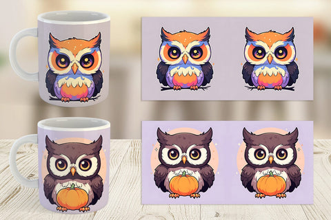 Mug Wrap Cute Owl Illustration Sublimation artnoy 