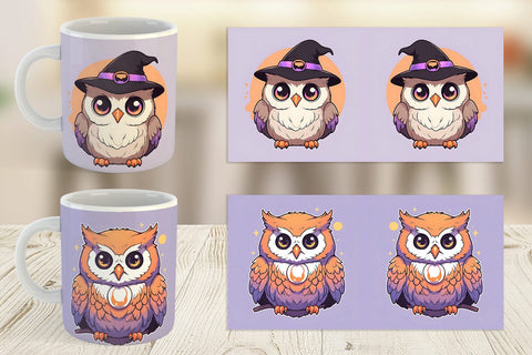 Mug Wrap Cute Owl Illustration Sublimation artnoy 