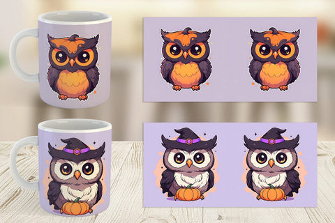 Mug Wrap Cute Owl Illustration Sublimation artnoy 