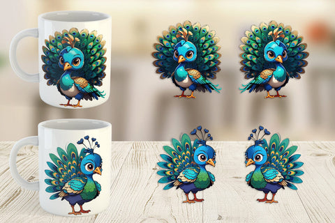 Mug Wrap Cute Peacock Sublimation artnoy 