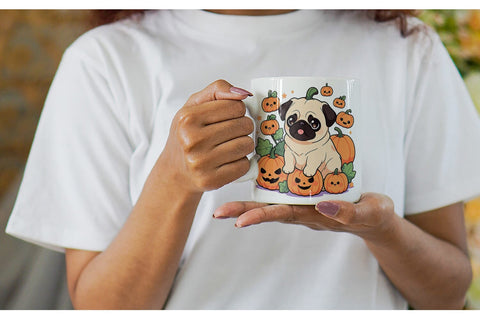 Mug Wrap Cute Pug Dog Pumpkin Sublimation artnoy 