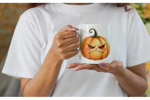 Mug Wrap Cute Pumpkin Faces Sublimation artnoy 