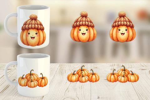 Mug Wrap Cute Pumpkin Faces Sublimation artnoy 