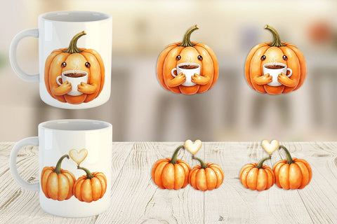 Mug Wrap Cute Pumpkin Faces Sublimation artnoy 