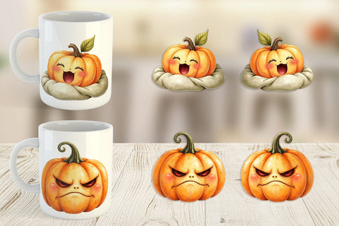 Mug Wrap Cute Pumpkin Faces Sublimation artnoy 