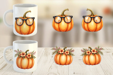 Mug Wrap Cute Pumpkin Faces Sublimation artnoy 