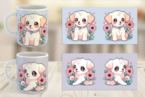 Mug Wrap Cute Puppy Illustration Sublimation artnoy 