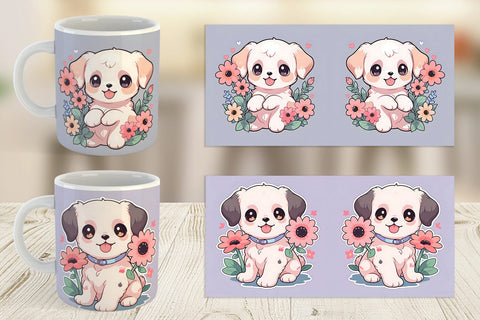 Mug Wrap Cute Puppy Illustration Sublimation artnoy 