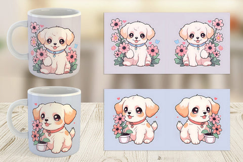 Mug Wrap Cute Puppy Illustration Sublimation artnoy 