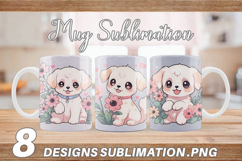 Mug Wrap Cute Puppy Illustration Sublimation artnoy 