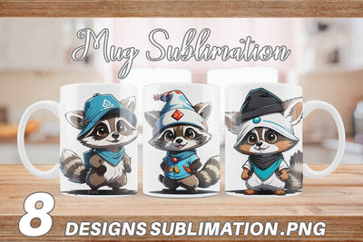 Mug Wrap Cute Raccoon Sublimation artnoy 