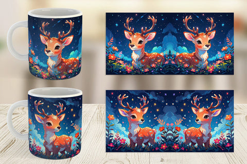 Mug Wrap Cute Reindeer Sublimation artnoy 