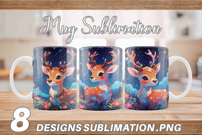 Mug Wrap Cute Reindeer Sublimation artnoy 