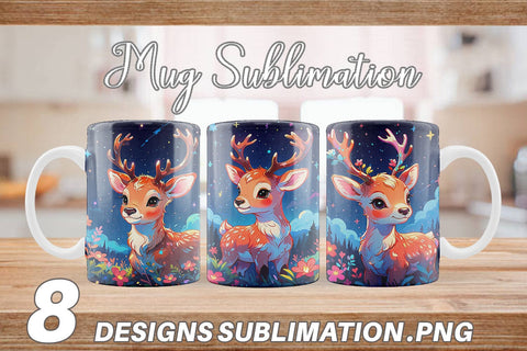 Mug Wrap Cute Reindeer Sublimation artnoy 