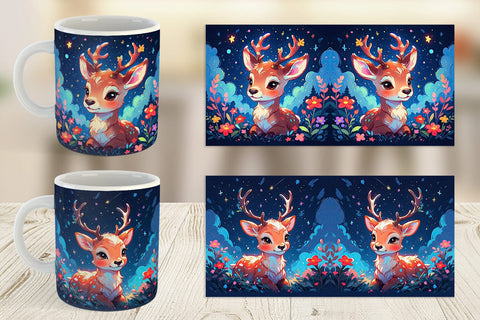 Mug Wrap Cute Reindeer Sublimation artnoy 