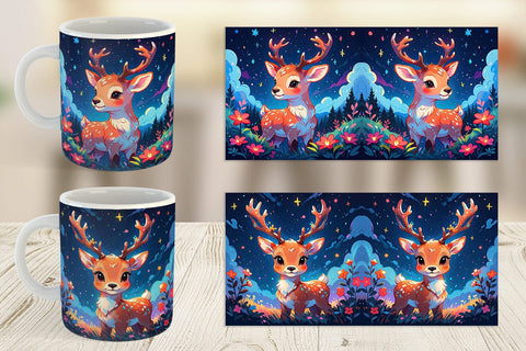 Mug Wrap Cute Reindeer Sublimation artnoy 