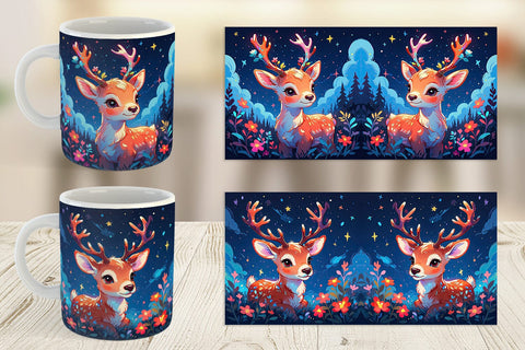 Mug Wrap Cute Reindeer Sublimation artnoy 