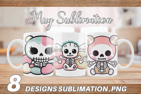 Mug Wrap Cute Skeleton Sublimation artnoy 