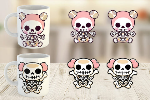 Mug Wrap Cute Skeleton Sublimation artnoy 