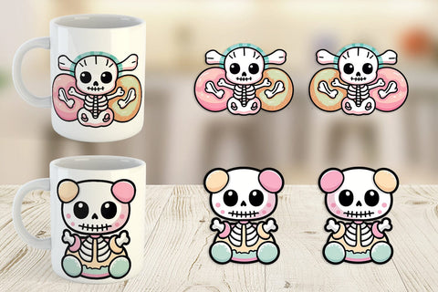 Mug Wrap Cute Skeleton Sublimation artnoy 
