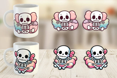 Mug Wrap Cute Skeleton Sublimation artnoy 
