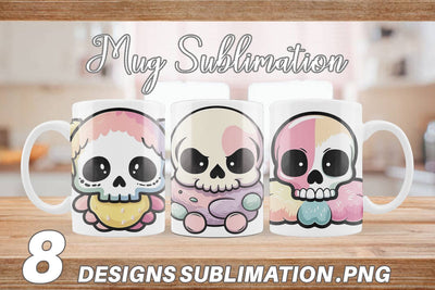 Mug Wrap Cute Skull Sublimation artnoy 