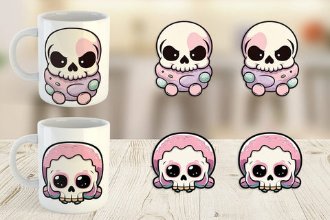 Mug Wrap Cute Skull Sublimation artnoy 