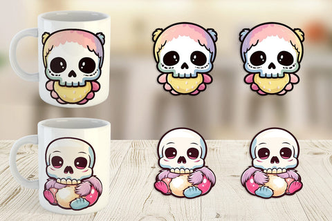 Mug Wrap Cute Skull Sublimation artnoy 