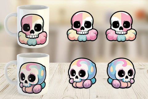 Mug Wrap Cute Skull Sublimation artnoy 