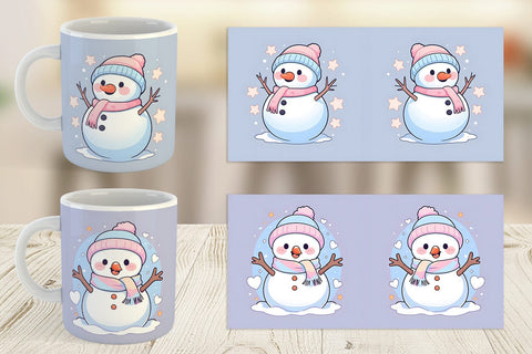 Mug Wrap Cute Snowman Illustration Sublimation artnoy 