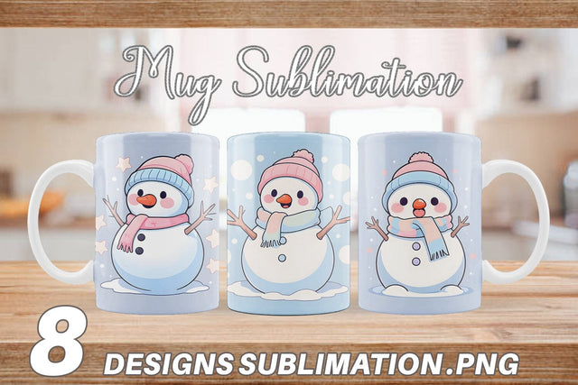 Mug Wrap Cute Snowman Illustration Sublimation artnoy 