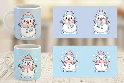 Mug Wrap Cute Snowman Illustration Sublimation artnoy 