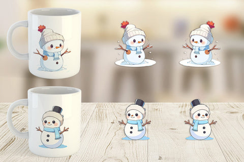 Mug Wrap Cute Snowman Sublimation artnoy 