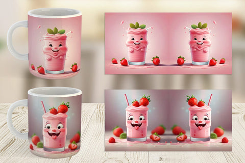 Mug Wrap Cute Strawberry Milkshake Sublimation artnoy 