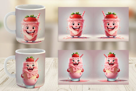 Mug Wrap Cute Strawberry Milkshake Sublimation artnoy 