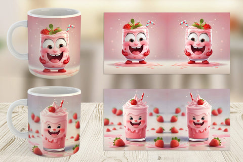 Mug Wrap Cute Strawberry Milkshake Sublimation artnoy 