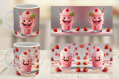 Mug Wrap Cute Strawberry Milkshake Sublimation artnoy 