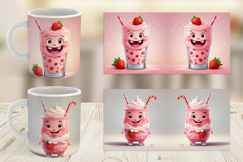 Mug Wrap Cute Strawberry Milkshake Sublimation artnoy 