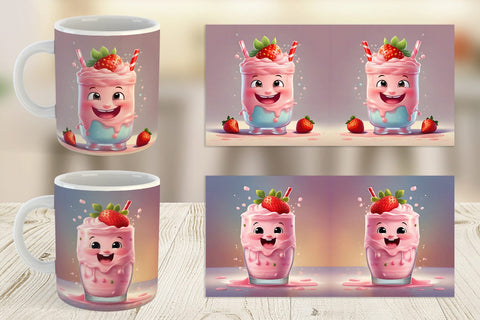 Mug Wrap Cute Strawberry Milkshake Sublimation artnoy 