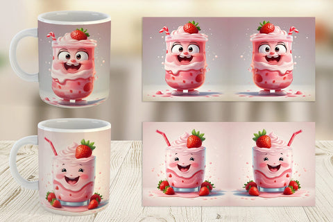 Mug Wrap Cute Strawberry Milkshake Sublimation artnoy 