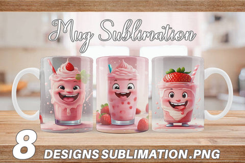 Mug Wrap Cute Strawberry Milkshake Sublimation artnoy 