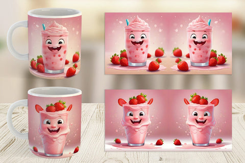Mug Wrap Cute Strawberry Milkshake Sublimation artnoy 