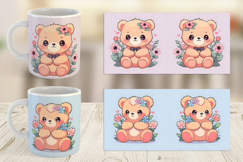 Mug Wrap Cute Teddy Bear Sublimation artnoy 
