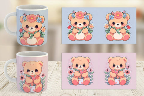 Mug Wrap Cute Teddy Bear Sublimation artnoy 