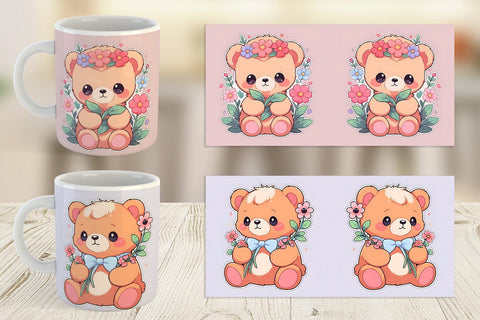 Mug Wrap Cute Teddy Bear Sublimation artnoy 